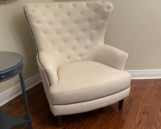 Upholstered Wingback Chair with Diamond Tufting and Nailhead Trim - $345.00