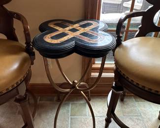 Magnussen Home Glenn Style Accent Table in Black with Antique Gold Accents - 17" x 30"T - $225.00