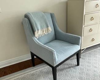 Upholstered Light Blue Chair with Studded Trim - $135.00/each
