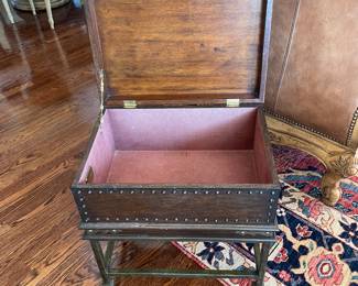 Signature Heritage Furniture Carved Oak Writing Box on Stand, 20.5" x 14.5" x 22"T - $395.00