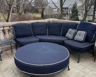 Forshaw Furniture Outdoor Cast Aluminum Curved Sofa with Ottoman - $2800.00 (Includes Cushions)