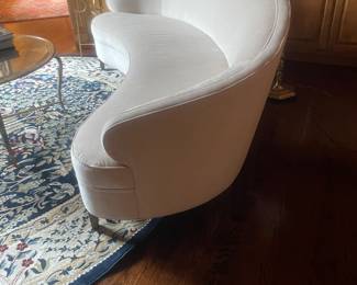 Mitchell Gold + Bob Williams Contemporary Curved Sofa, Single Cushion Seat, Recessed Arms with Wooden Legs - $2,800.00