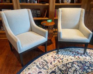 Upholstered Light Blue Chair with Studded Trim - $135.00/each