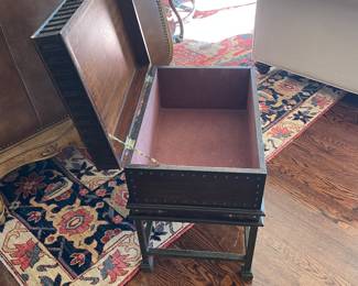Signature Heritage Furniture Carved Oak Writing Box on Stand, 20.5" x 14.5" x 22"T - $395.00
