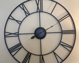 Round 41-inch Black Metal Roman Numeral Wall Clock - $48.00