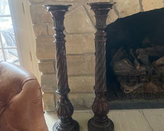 36” Pair of Tall Floor Pillar Candle Holder Wooden Decorative Candle Holders (includes candles) -$173.00