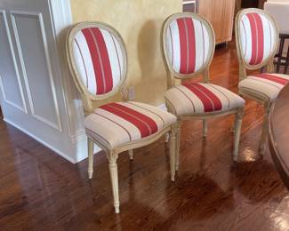 French Country Solid Wood Double Pedestal Oval Dining Table (88" x 51" x 30"H) with 6 Side and 2 Captain Chairs - $4,200.00/9 Piece Set - *Captain chairs have a monogram "M"* 