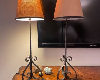 Pair of Metal Buffet Lamps - $56.00