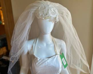 White Bridal Veil with Decorative Headpiece - $50.00
