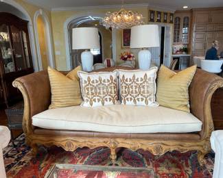 Vintage Plunkett Furniture Leather Sofa with Cushion - $975.00
