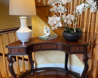 Solid Wood Crescent Shaped Writing Desk with 3 Drawers, 47"w x 30"T - $425.00