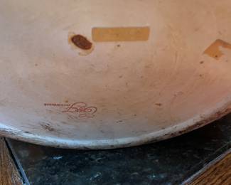 Vintage Chinoiserie Porcelain Dark Blue with Tassel Design Planter, 12"T x 15"W - $225.00