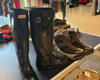 Hunter Black Shiny Tall Rain Boots Women Size US 8 Knee High Rubber - $34.00