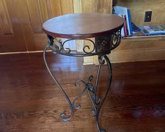 Round Wood Top, Metal Legs Accent Table -$42.00
