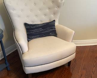 Upholstered Wingback Chair with Diamond Tufting and Nailhead Trim - $345.00