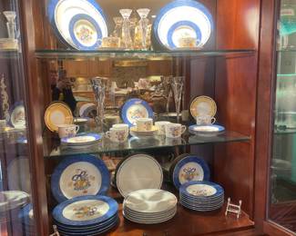 Bernardaud Limoges - France - Blue Borghese and Yellow Flower Blue Rope, 53 Pieces - $1200.00/collection