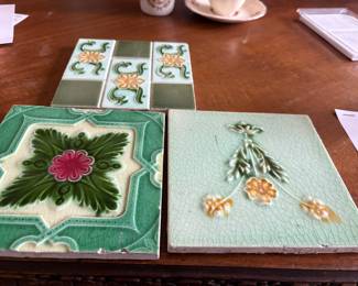 Antique Art Nouveau majolica tiles