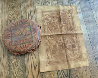 Leather pillow and table topper