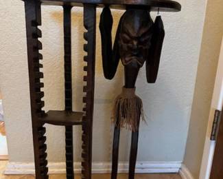 Hand Carved Wooden African Tribal Style CD Rack
