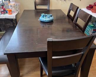 Dining Table with 4 chairs and bench