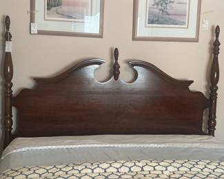 Vintage Queen Anne Style Cherry Wood Headboard