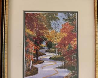 Winding Road in Autumn Watercolor Print