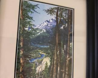 Framed Watercolor Landscape Painting Signed C. Peterson