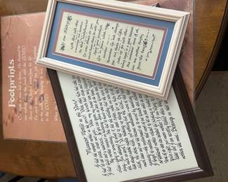 Framed "Footprints" Poem and "Dearest Mother" Poem