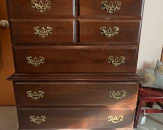 Vintage Kling Chippendale Style Cherry Highboy Dresser