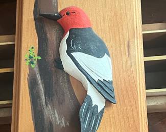 Jonathan Jones Originals Hand Carved Bird Plaques (Mockingbird, Ibis, Red-Headed Woodpecker)
