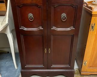 Mahogany Two-Door Cabinet with Ring Pulls