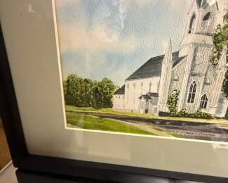 Watercolor Painting of Maple Street Chapel, Lombard, Illinois