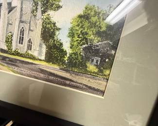 Watercolor Painting of Maple Street Chapel, Lombard, Illinois