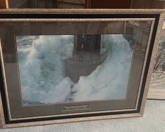 Framed "Phares dans la Tempete, La Jument" Print by Jean Guichard with Bible Verse