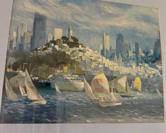San Francisco Bay Sailing Scene Painting by Alexander Chen