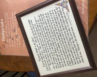 Framed "Footprints" Poem and "Dearest Mother" Poem