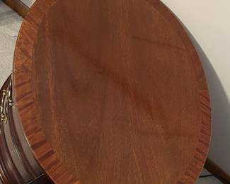 Bernhardt Round Mahogany Drum Table with Inlay and Brass Hardware