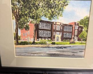 Lincoln School 1916 Watercolor Painting - Lombard, Illinois