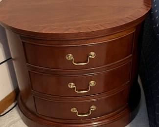 Bernhardt Round Mahogany Drum Table with Three Drawers