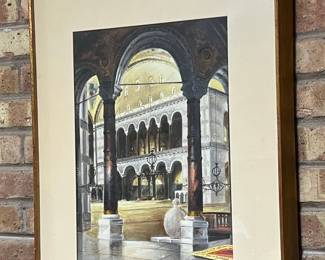Watercolor Painting of Hagia Sophia Interior by Wladimir Petroff