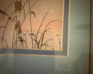Robert Pence "Spring Awakening" Lithograph with Birds and Daisies