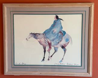 Framed Carol Grigg Crow Warrior Indian woman print Portland gallery matte art