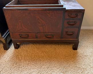 Antique Japanese  Meiji Era Hibachi Wooden Brazier 5 Drawer Tansu 23”