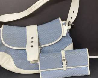 Auth Coach Purse and Wallet Baby blue