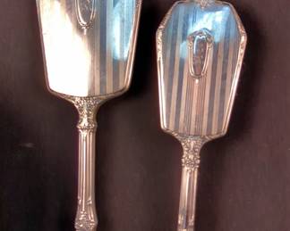 Sterling Silver Hand Mirror And Brush Set 