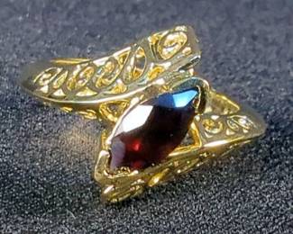 14K Yellow Gold Over Sterling Silver Garnet Ring, Size 8 