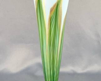 Lundberg Studios Magnolia Trumpet Handblown Glass Vase, Signed And Numbered 