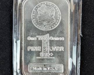Silver Bar, One Troy Ounce .999 Fine Silver 