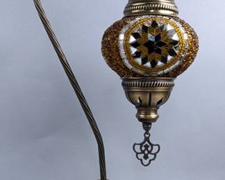 Turkish Mosaic Roped Hook And Pendant Table Lamp, 17" Tall 
