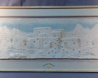 FIGI Graphics Southwestern Cast Paper 'Pueblo' Art, Signed Wess 